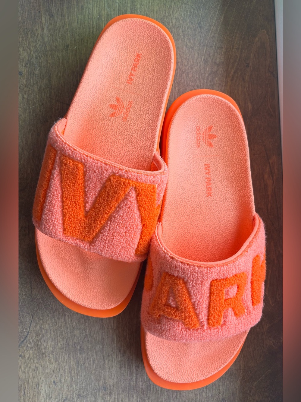 Adidas IVY PARK size US 10 Neon Coral Slide Sandals